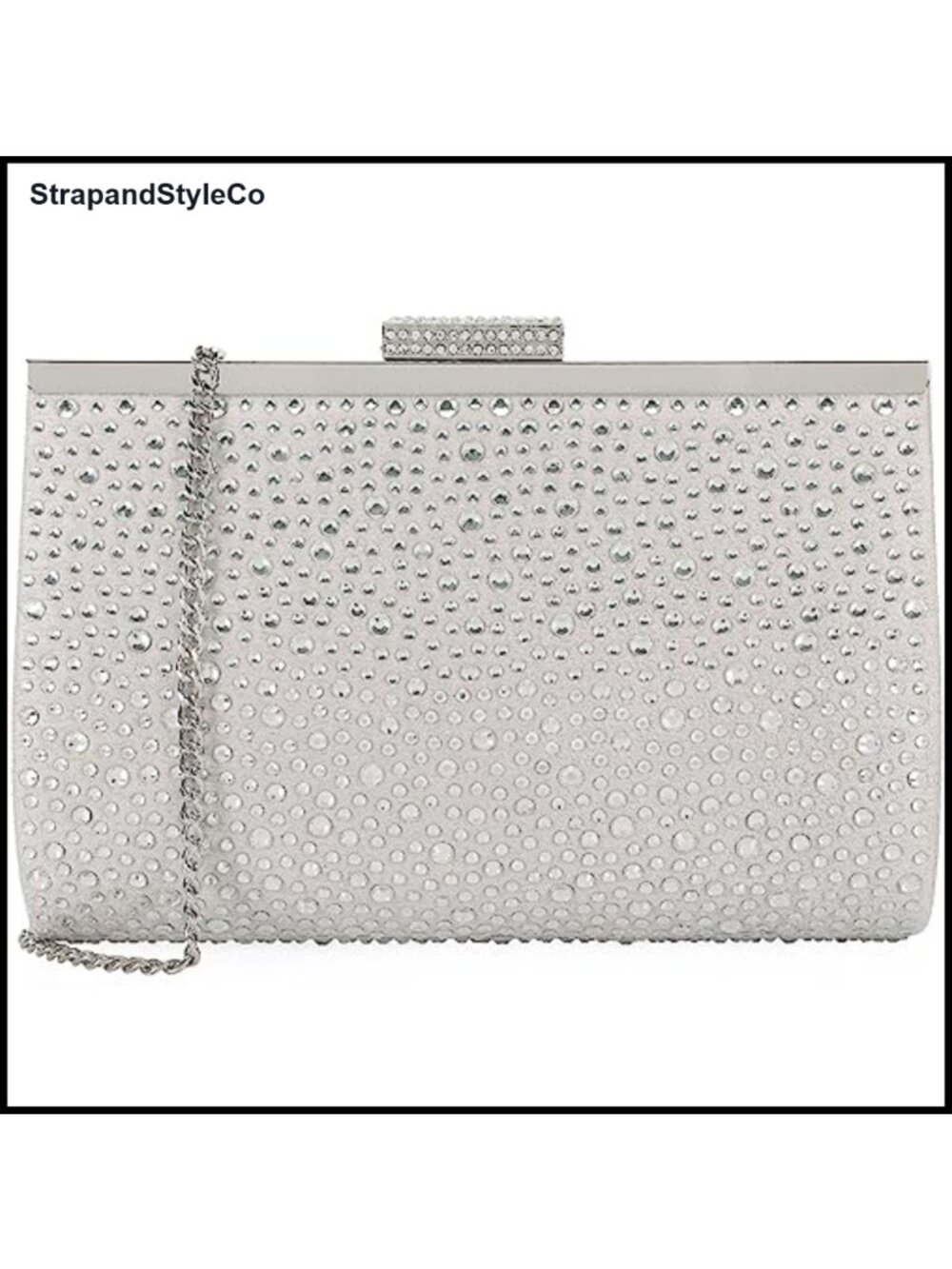 Rhinestone Frame Clutch Purse Faux Suede Evening Bag